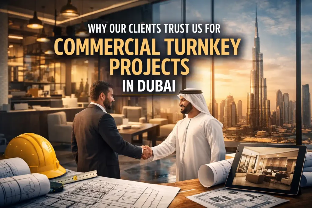 Delivering complete commercial turnkey fit-out solutions in Dubai from design concept to final handover.
