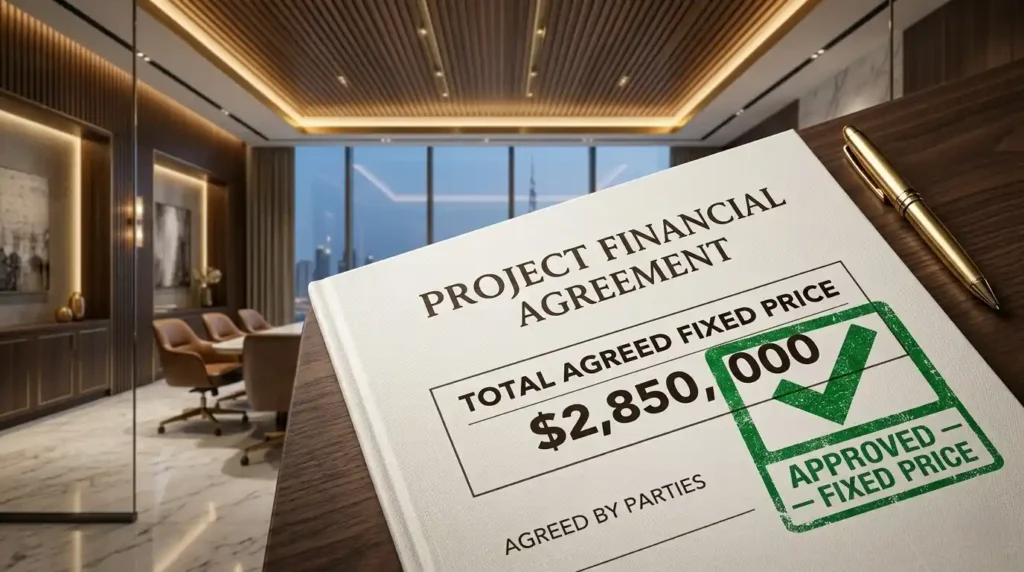 Fixed price interior fit-out contract in Dubai — budget certainty and zero financial risk for clients