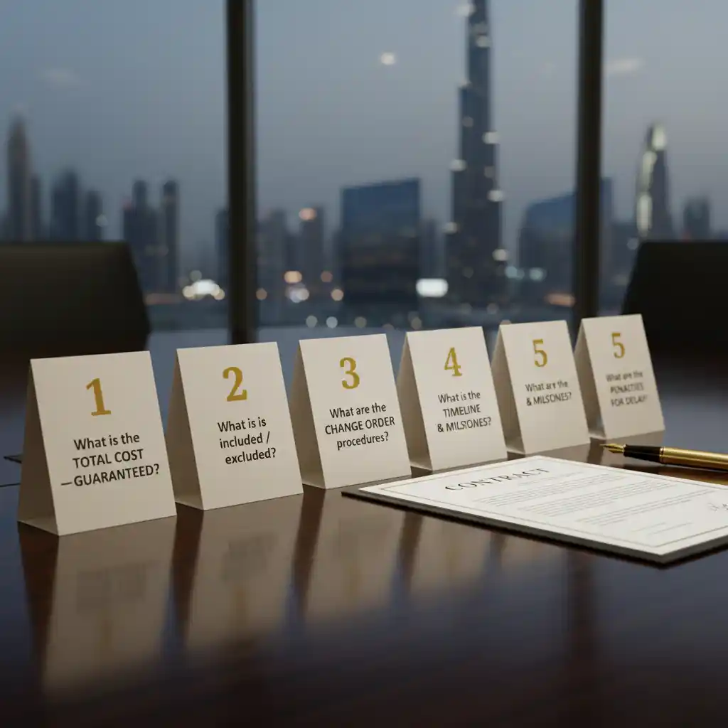 5 questions to ask your interior fitout contractor in Dubai before signing a contract — Design Divine guide