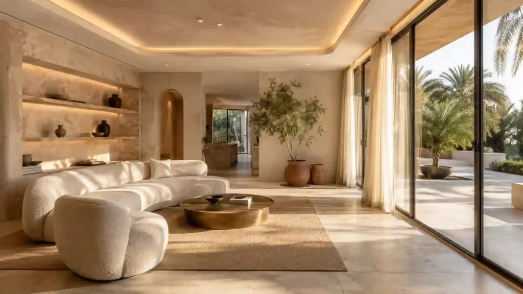 Warm minimalist villa renovation interior Dubai 2026 — Design Divine